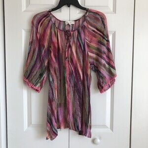 WEEKEND SUZANNE BETRO WOMENS BLOUSE TUNIC SIZE XL MULTICOLOR wg